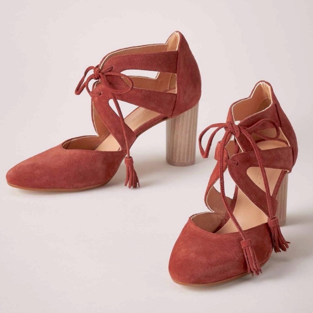 Sundance Solana elegant brick red leather heels.. Size 8.5